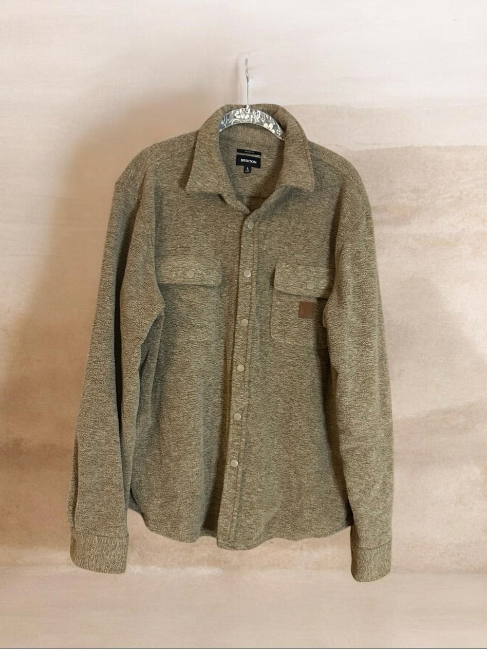 Brixton Bowery Fleece Shirt Jacket Mens L Brown Shacket Relaxed Fit Shacket